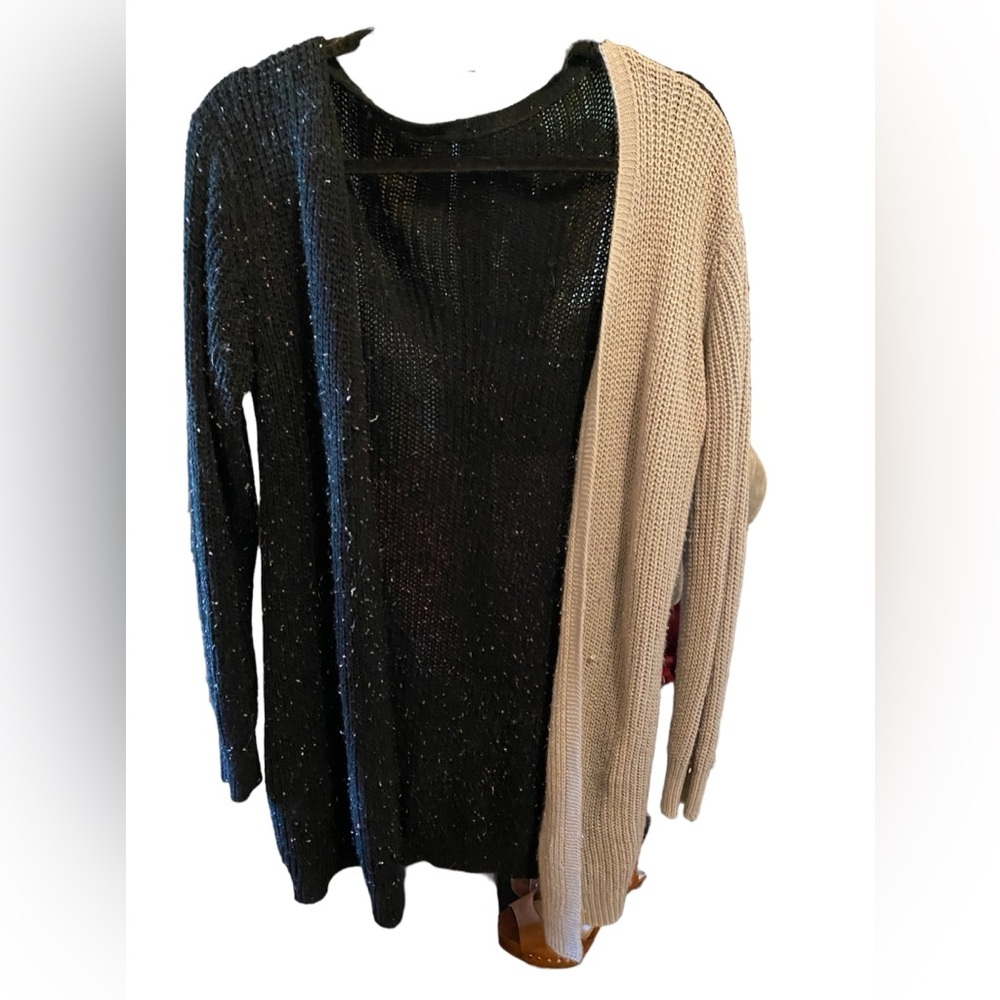 SHEIN CARDIGAN EUC BLACK/GRAY SZ L